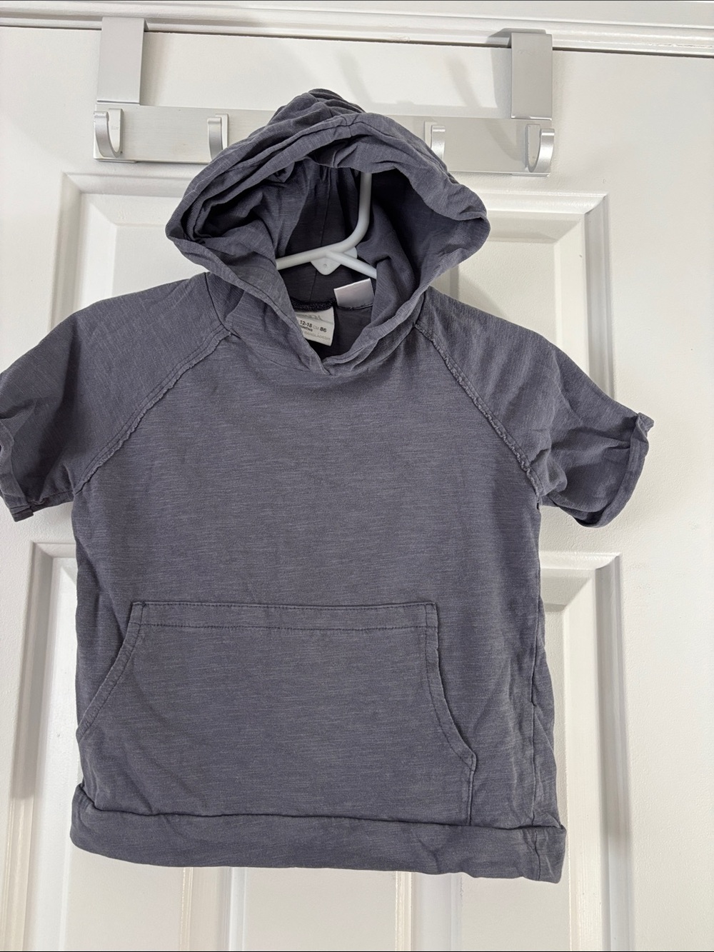 Zara Kids Short-Sleeve Hooded Pullover - Slate Blue